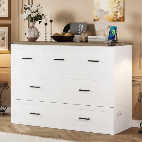 Queen Size Murphy Bed Cabinet with Charging Station, White P336686