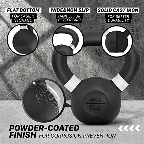 Yes4All Powder Coated Cast Iron Kettlebell Weight Set for Home Gym N15817