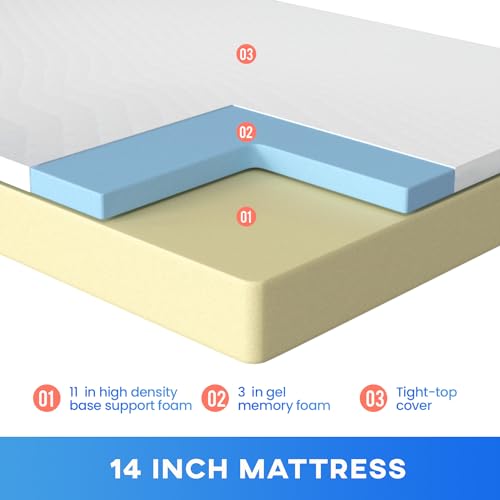 PayLessHere 6 Inch Twin XL Gel Memory Foam Mattress, CertiPUR-US Certified F9487