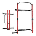 Folding Squat Rack for Home Gym, 2.36" x 2.36" Folding Power Rack with Pull Up Bar, J Hooks and Landmine Attachments, 1000 LBS Capacity Wall Mounted Squat Rack, Space Saving Weight Cage