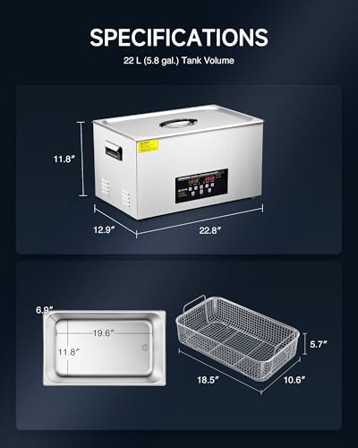 CREWORKS 3L Digital Ultrasonic Cleaner with Degas & Gentle Modes, 120W R572
