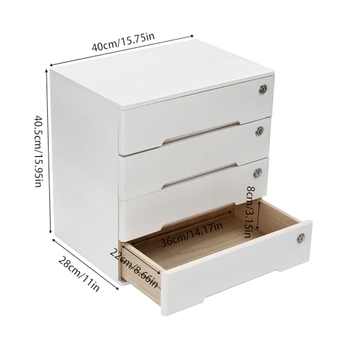 4 Drawers Wood Storage Cabinet with Lockable Drawers, Walnut S9586
