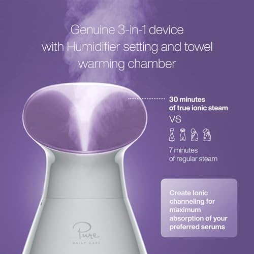 Pure Daily Care NanoSteamer Large 3-in-1 Nano Ionic Facial Steamer with Temp Control, Teal B192