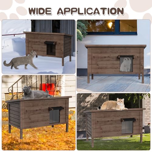 Outdoor Cat House Insulated Wooden Shelter for Multiple Cats K816912