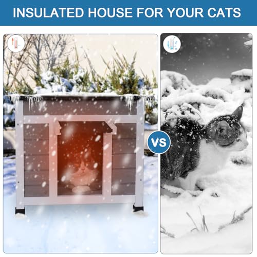 Outdoor Cat House Weatherproof Winter Enclosure for Feral Cats W562161
