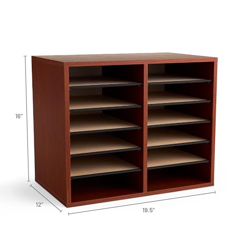 Safco Wooden Paper and Mail Organizer, Adjustable Shelves, Stackable B285