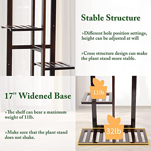 DolceLuna Bamboo Plant Stand Indoor 6 Tier 46 Inch Q3025