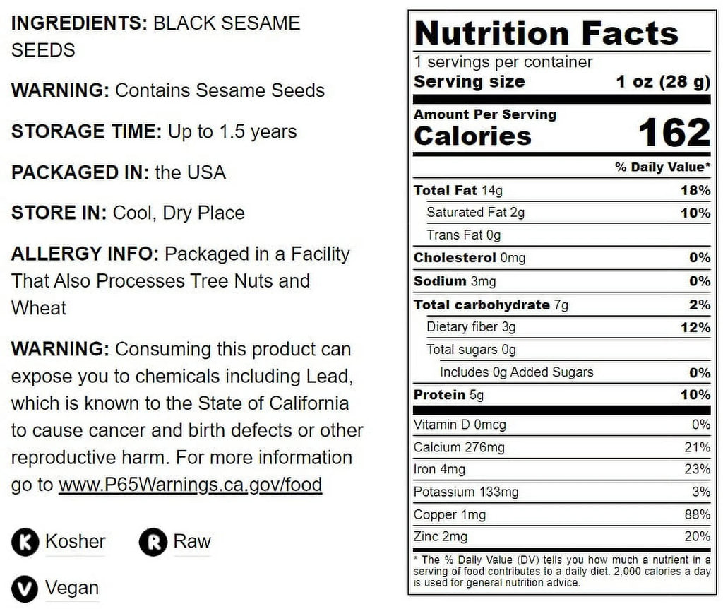 Black Sesame Seeds 16 Pounds Raw Vegan Kosher by Food to Live R9164