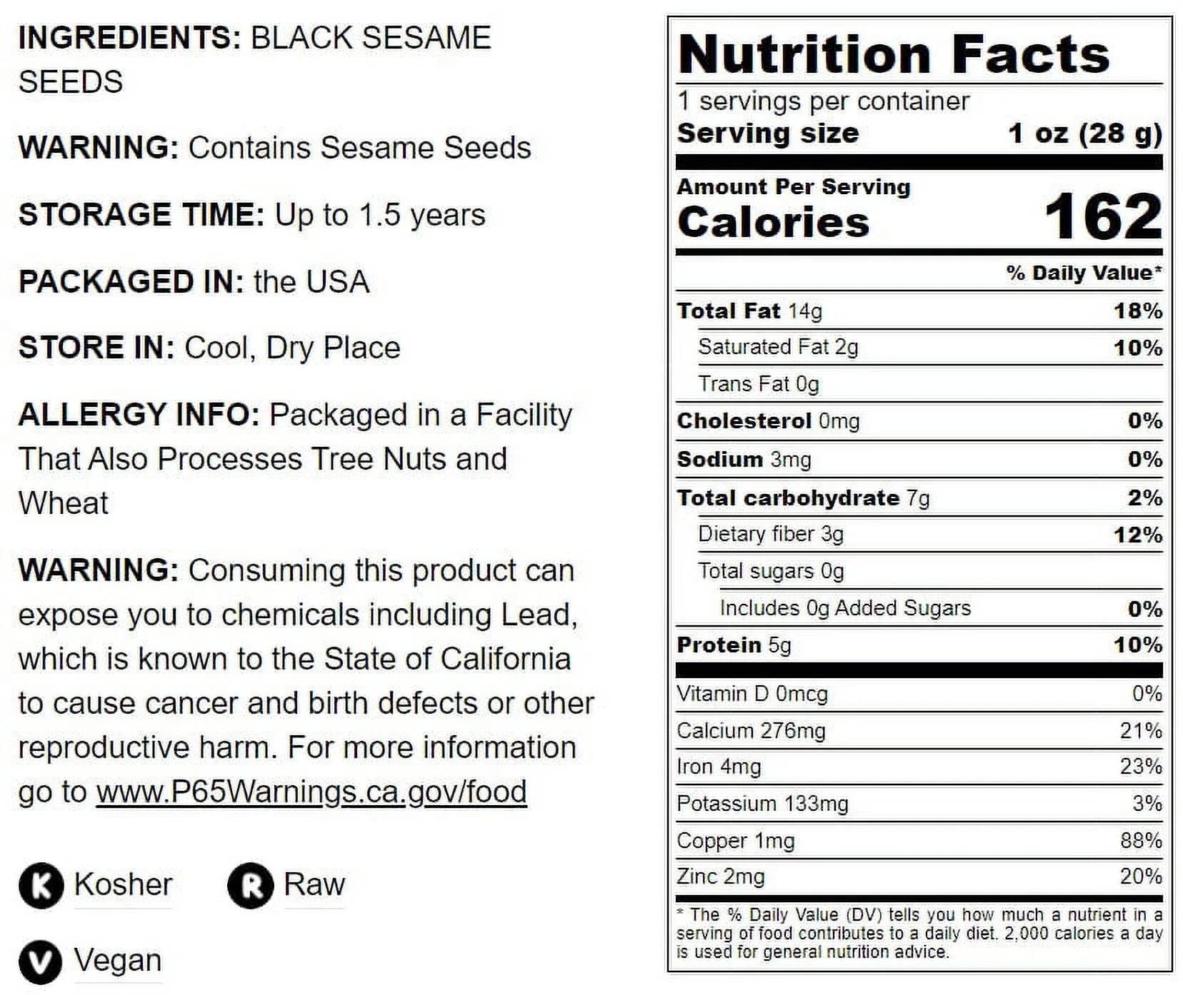 Black Sesame Seeds 16 Pounds Raw Vegan Kosher by Food to Live R9164