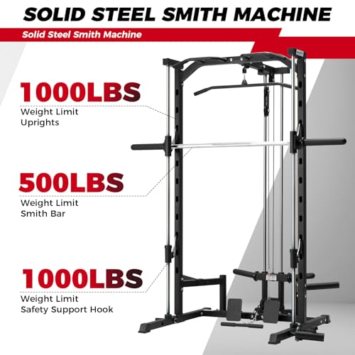 RitFit Smith Machine Power Rack with LAT-Pull Down System T1228