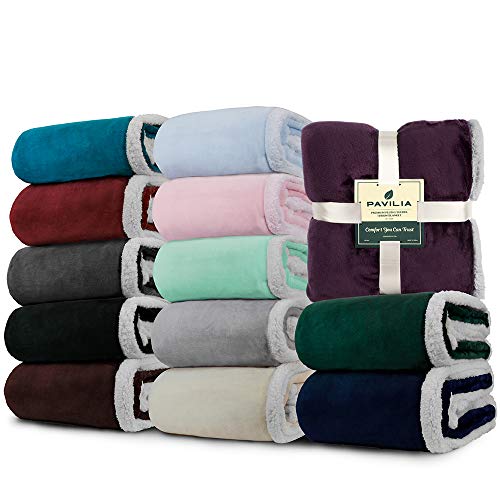 PAVILIA US Flag Throw Blanket for Sofa Couch Bed, Soft Microfiber Sherpa Fleece Reversible, 50 x 60 Inches W6859