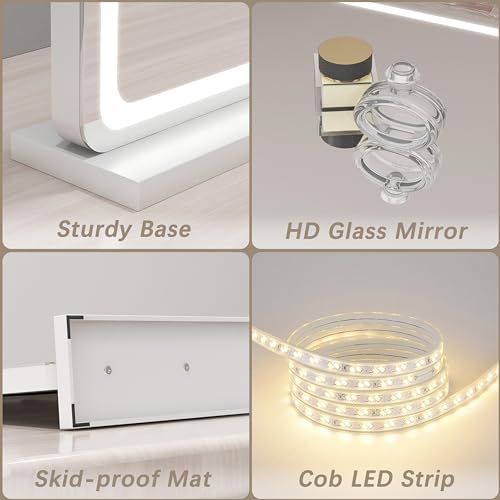 Vanity Mirror with Lights, 12.6"×15" LED Makeup Mirror, Touch Control Dimmable D52089