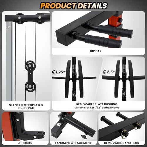 Power Cage with LAT Pulldown and Cable Pulley System for Home Gym N4466
