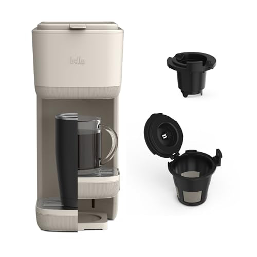 BELLA Single Serve Coffee Maker, K Cup & Ground Compatible, Auto Shutoff X237