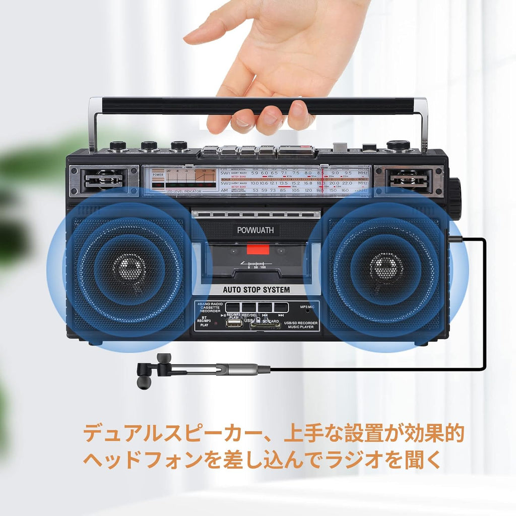 Portable Cassette Player Boombox with AM/FM Radio and Bluetooth U432681