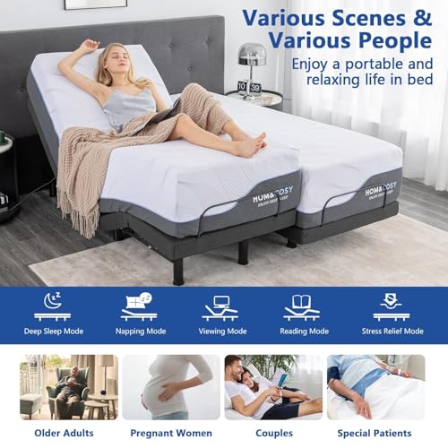 Split King Adjustable Bed Frame with Gel Memory Foam Mattress, Wireless Remote F95930