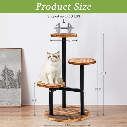 VECELO 3 Tier Plant Stand, Tall Metal Wood Flower Shelf for Multiple Plants F761159