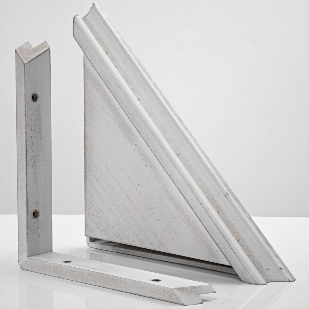 American Art Decor Rustic Whitewashed Wood Floating Corner Shelves, Set of 3 D47446
