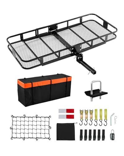 VEVOR 70" x 30" x 6" Hitch Cargo Carrier, 500 lbs Capacity, Folding for 2" Receiver I3546