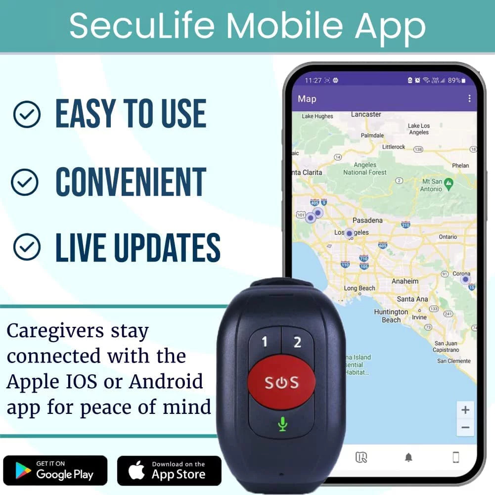 Seculife SOS Wristband GPS Tracker with Fall Alert and 2-Way Calling for Seniors V3735