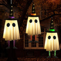 Halloween Hanging Ghosts with Witch Hat Lights, Set of 4 for Outdoor Yard Decor H703891
