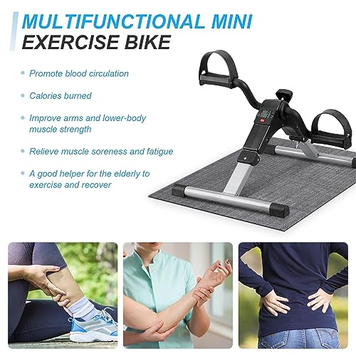 Uten Folding Pedal Exerciser, Under Desk Bike with LCD Monitor C98402