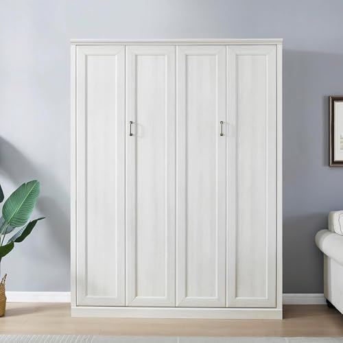 MERITLINE Queen Murphy Bed with Storage Bookcase and Charging Station E996