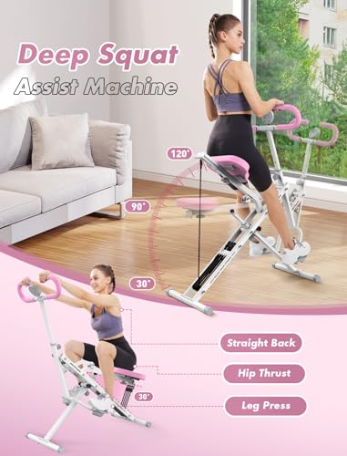 Sportsroyals Squat Machine for Home, Foldable Exercise Equipment with Adjustable Resistance O7532