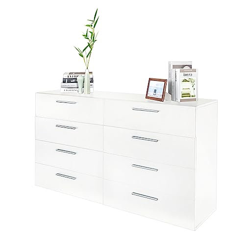Drawer Double Dresser for Bedroom, Drawer Double Dresser, White Dresser, Modern Chest of Drawers with Deep Drawers, Wide Storage Organizer Cabinet for Living Room Home (White, 6-Drawers)