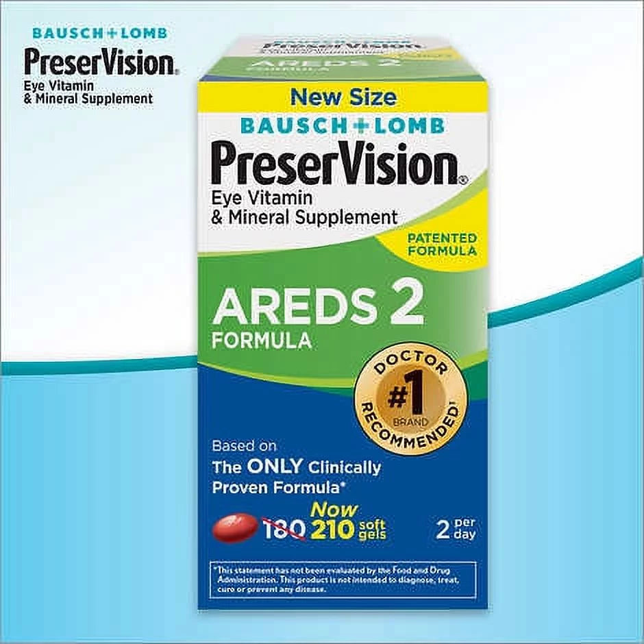 PreserVision AREDS 2 by Bausch + Lomb, 210 Mini Softgels, Eye Vitamin Supplement T774