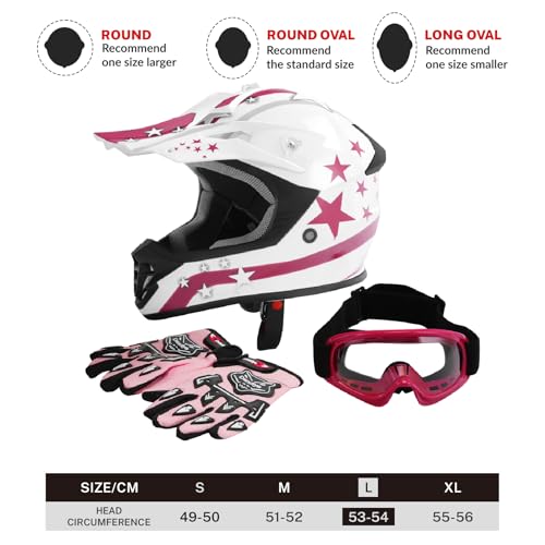 SLMOTO Dot Youth Kids Motocross Offroad Helmet with Goggles and Gloves Blue Skull D851858