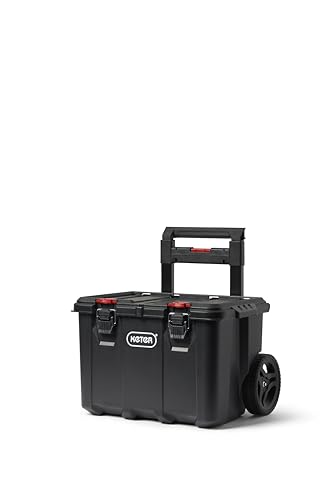 Keter Stack-n-Roll Modular Tools Organizer, 3 Piece Resin Rolling Tool Box, Black S451