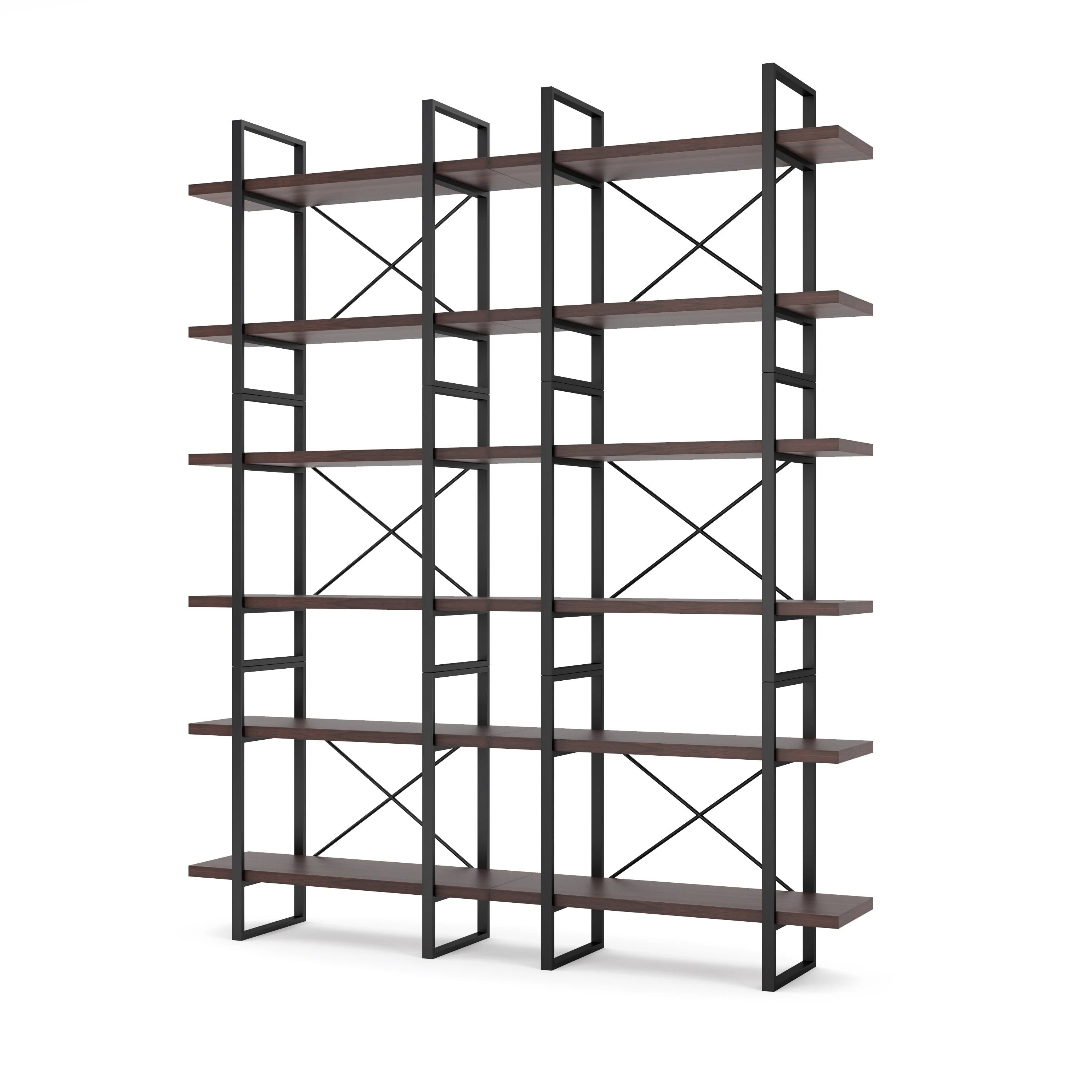 Davee Dark Walnut 6-Tier Divider Bookcase X943204