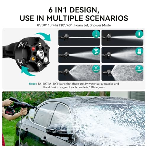 Cordless Pressure Washer 800PSI 1.5GPM with 6-in-1 Nozzle Y623372