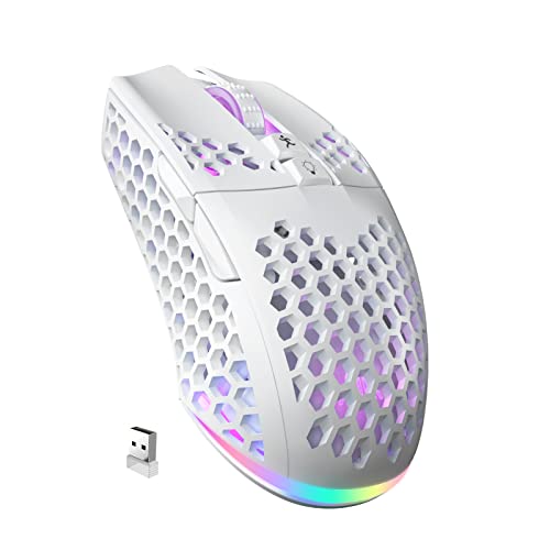 SM600 White Wireless Gaming Mouse, 8000 DPI Tri-Modes RGB E7535