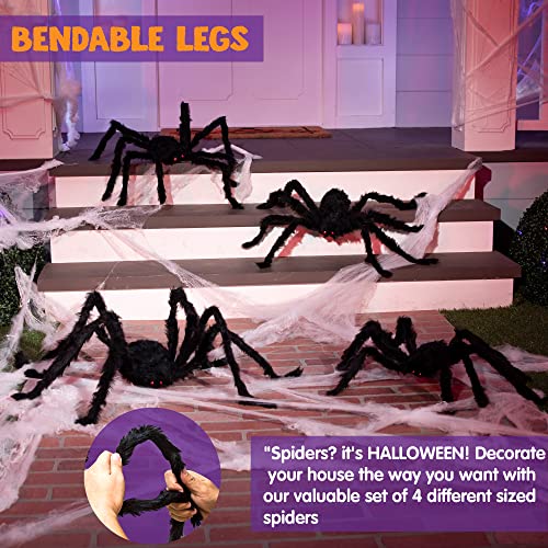 JOYIN 4 Packs Halloween Outdoor Spider Decorations, Black W76054