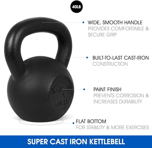 Yes4All 5-80 lbs Cast Iron Kettlebell for Strength Training M7531
