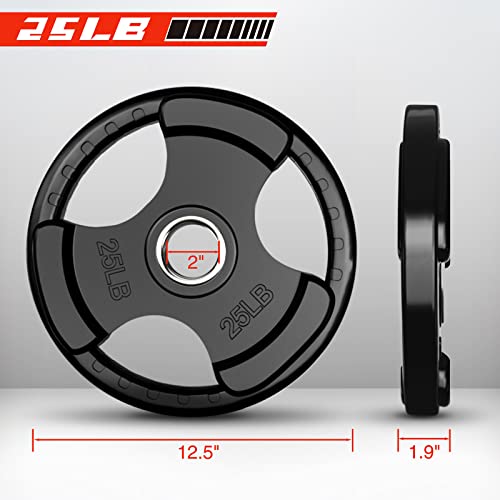 RitFit Olympic Rubber Grip Plates 2-Inch for Barbell Weightlifting Strength Training Z70542