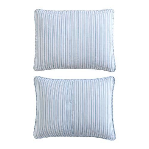 Nautica Queen Reversible Cotton Quilt Set with Shams, Light Blue Y924208
