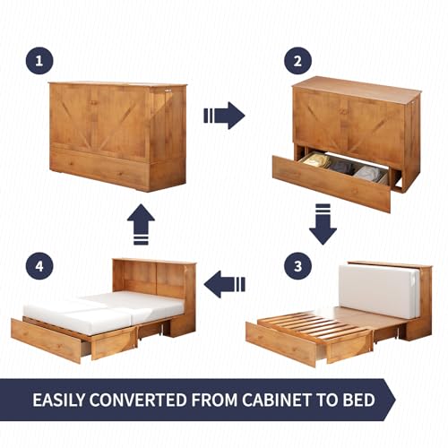 Queen Size Murphy Bed with Storage Drawer and USB Charging Station, Gray L928