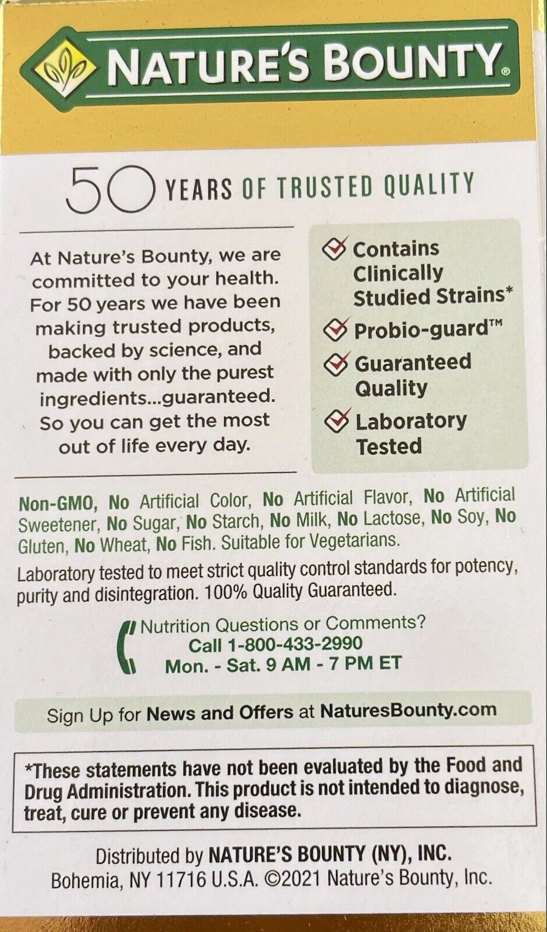 Nature's Bounty Ultra Strength Probiotic 10, 70 Capsules G37045