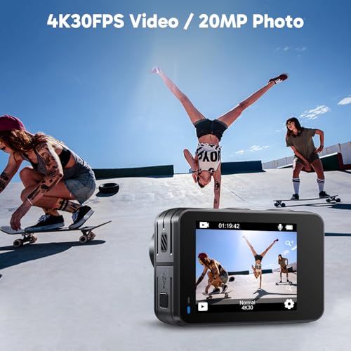 AKASO Brave 7 LE 4K30FPS 20MP WiFi Action Camera with Touch Screen and 2 Batteries B77363