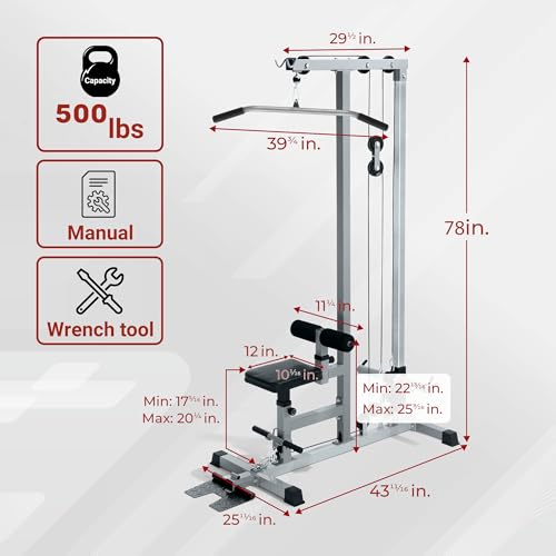 Yes4All LAT Pull Down Cable Machine with High & Low Pulley Stations Y492