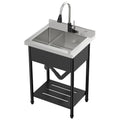 Lordear Stainless Steel Utility Sink 24 Inch Single Bowl Freestanding O589484
