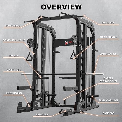 Smith Machine Home Gym with Aluminum Pulley Set - 2000lbs Capacity Power Rack O517