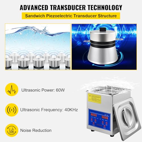VEVOR Commercial Ultrasonic Cleaner 6L 40kHz with Digital Timer & Heater 110V Q7418