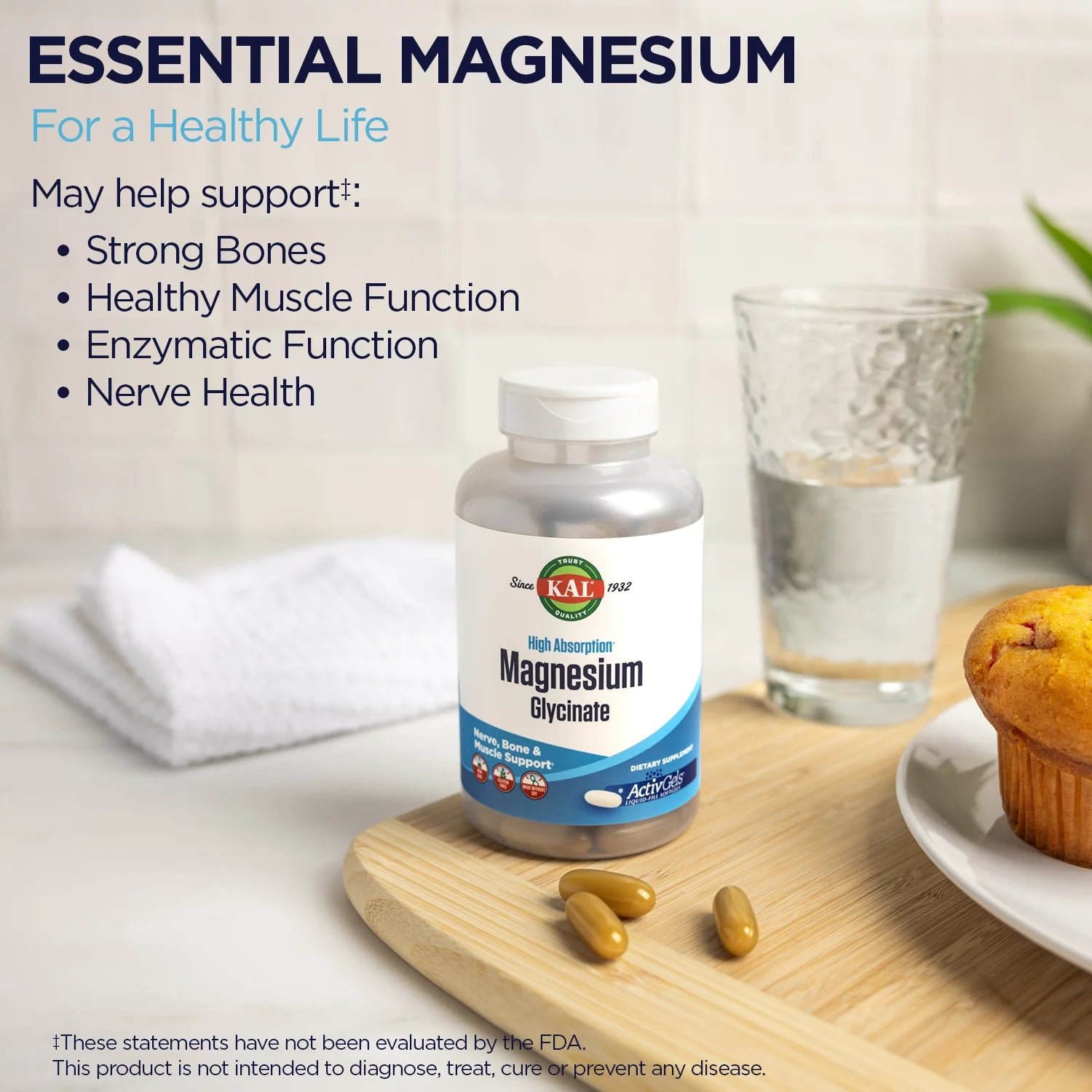 KAL Magnesium Glycinate ActivGels 315mg, 180 Softgels M352