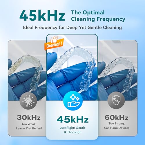 Dental Ultrasonic Retainer Cleaner Machine 45kHz with UV Cleaner, Digital Timer, 4 Modes, Black E665
