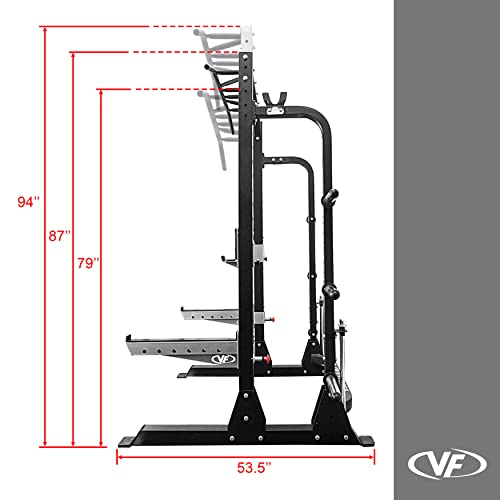 Valor Fitness Half Rack Squat Machine with Pull Up Station, 750lbs Capacity T95458