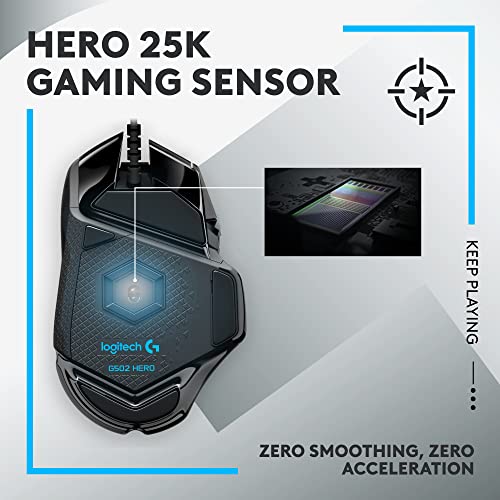 Logitech G502 HERO Wired Gaming Mouse with RGB and Adjustable Weights R1222